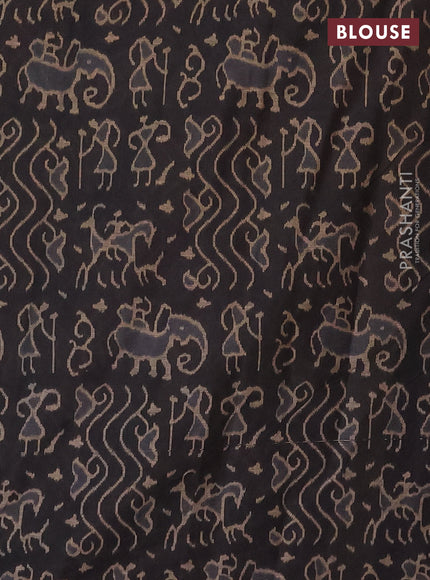 Muslin cotton saree maroon and black with allover prints and printed border