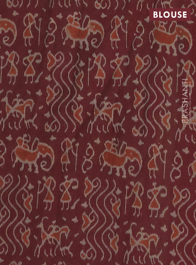 Muslin cotton saree navy blue and maroon with allover prints and printed border