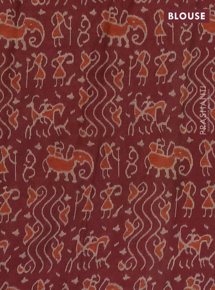 Muslin cotton saree dark mustard and maroon with allover prints and printed border