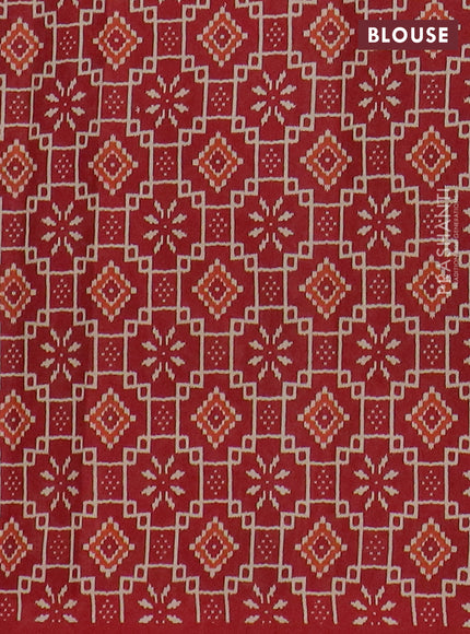 Muslin cotton saree navy blue and maroon with allover ikat prints and printed border