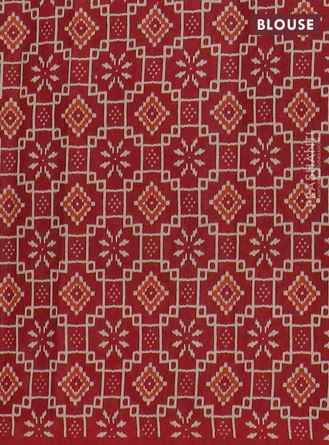 Muslin cotton saree navy blue and maroon with allover ikat prints and printed border