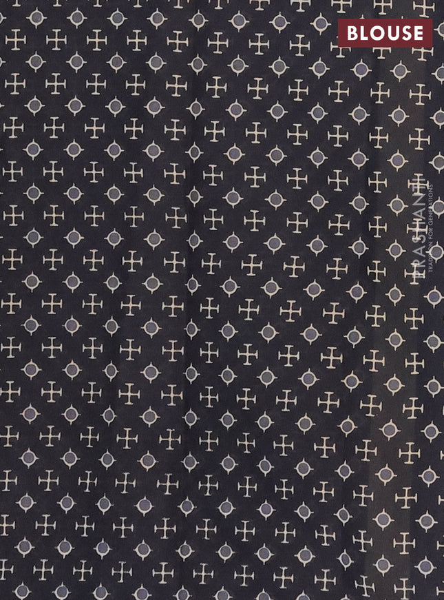 Muslin cotton saree maroon and black with butta prints and printed border