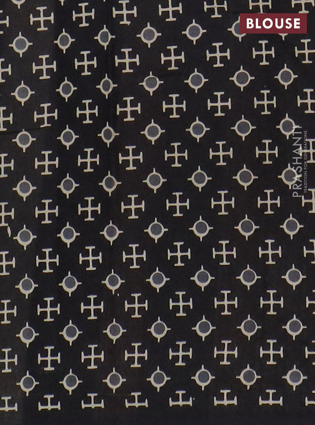 Muslin cotton saree purple and black with butta prints and printed border