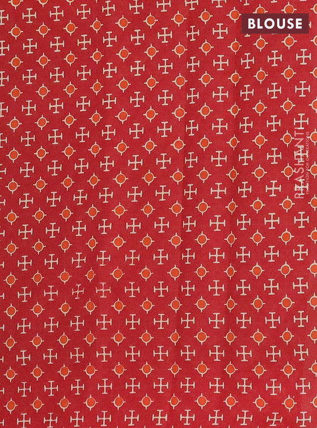 Muslin cotton saree sap green and maroon with butta prints and printed border