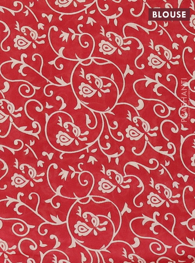 Muslin cotton saree maroon with kalamkari prints and printed border