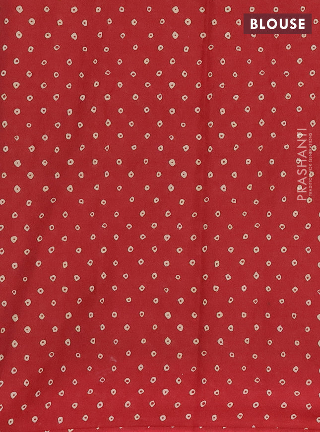 Muslin cotton saree blue and maroon with ajrakh prints and printed border