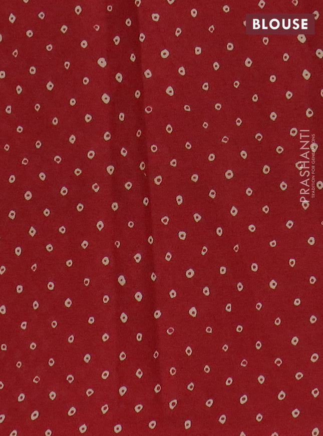 Muslin cotton saree mustard yellow and maroon with ajrakh prints and printed border