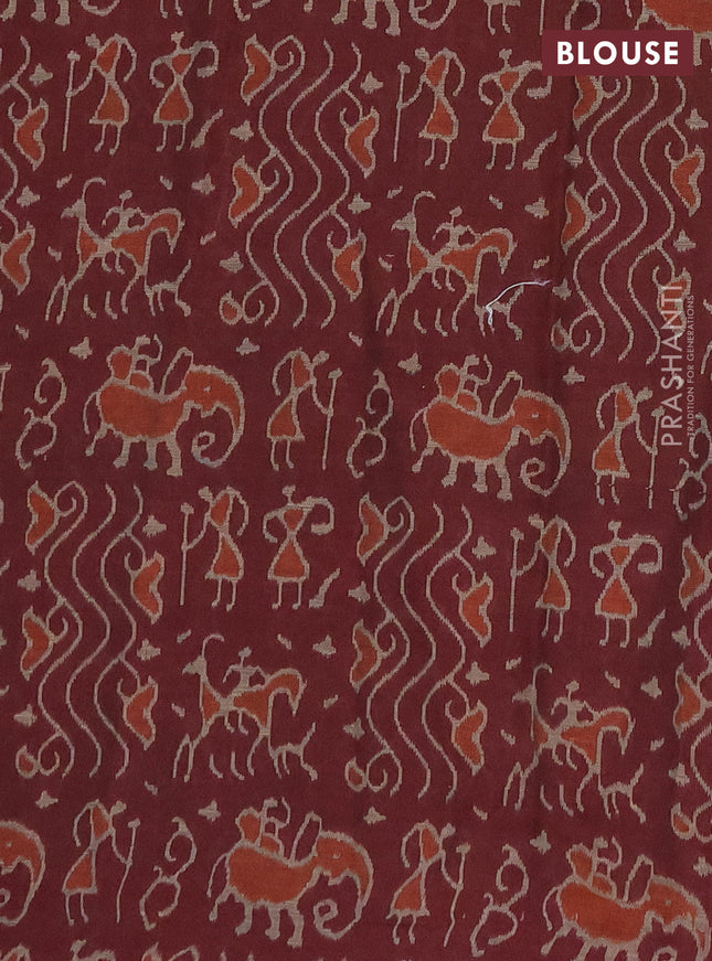 Muslin cotton saree navy blue and maroon with allover prints and printed border