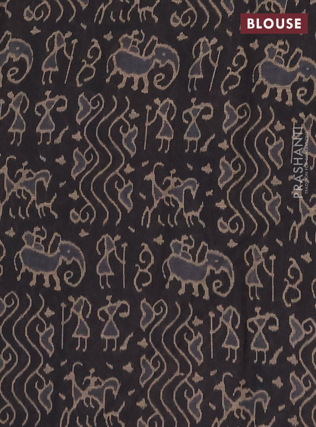 Muslin cotton saree maroon and black with allover prints and printed border