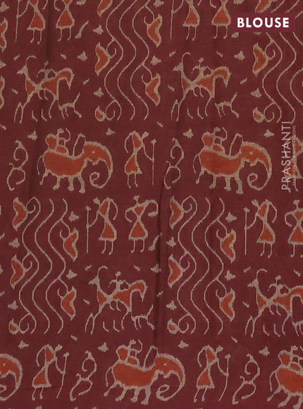 Muslin cotton saree sap green and maroon with allover prints and printed border