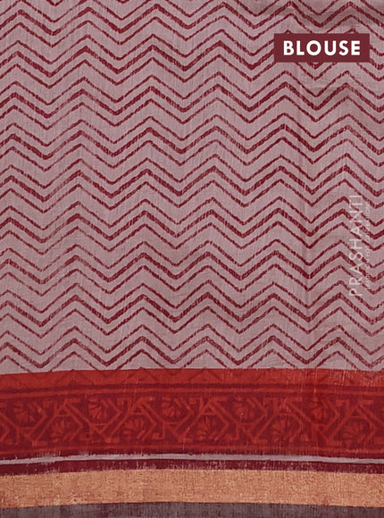 Muslin cotton saree maroon with butta prints and zari woven border