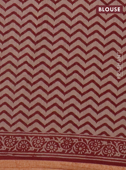 Muslin cotton saree maroon with allover kalamkari prints and zari woven border