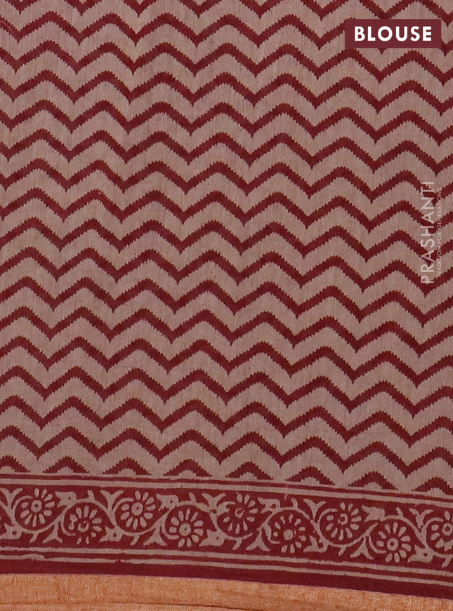 Muslin cotton saree maroon with allover kalamkari prints and zari woven border