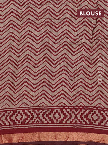 Muslin cotton saree maroon with allover kalamkari prints and zari woven border