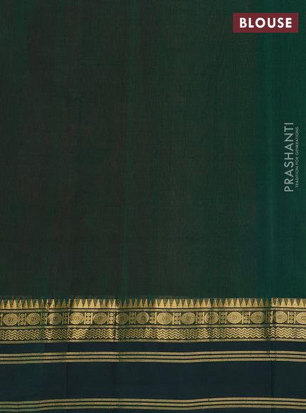 Silk cotton saree red and dark green with allover kalamkari prints and rettapet zari woven korvai border