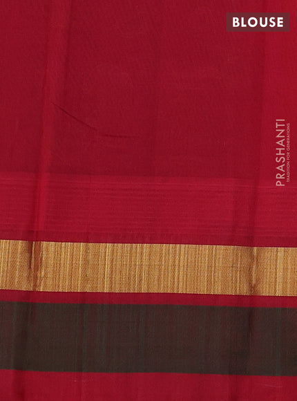 Silk cotton saree purple and red with allover kalamkari prints and temple design zari woven simple border