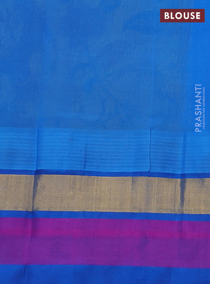 Silk cotton saree lime yellow and cs blue with allover kalamkari prints and temple design zari woven simple border