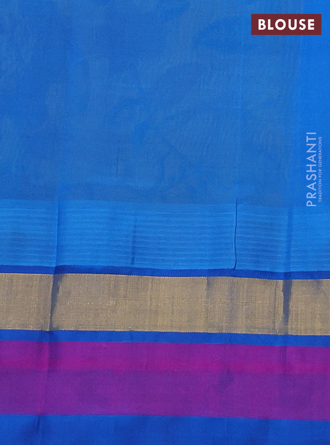 Silk cotton saree lime yellow and cs blue with allover kalamkari prints and temple design zari woven simple border