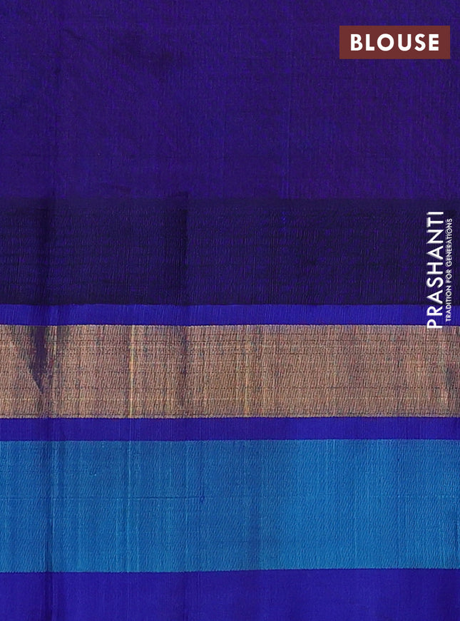 Silk cotton saree red and royal blue with allover pichwai prints and temple design zari woven simple border