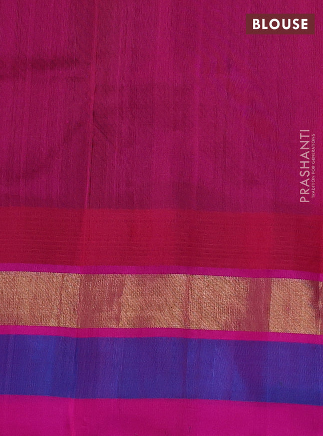 Silk cotton saree bottle green and pink with allover kalamkari prints and temple design zari woven simple border