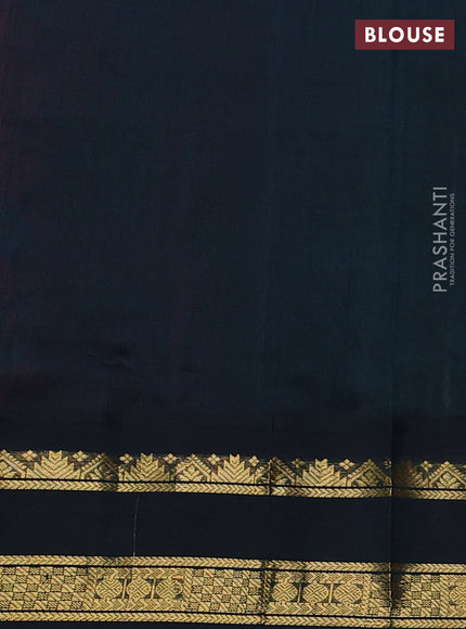 Silk cotton saree magenta pink and bottle green with allover kalamkari prints and rettapet zari woven korvai border