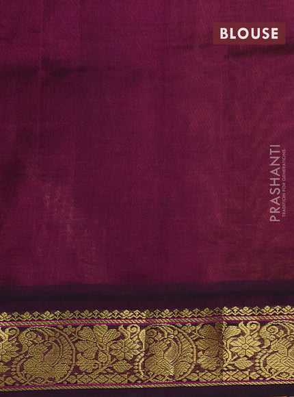 Silk cotton saree mustard yellow and dark magenta pink with allover kalamkari prints and zari woven korvai border
