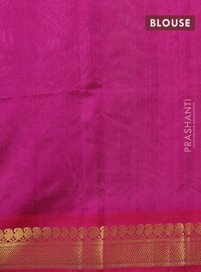 Silk cotton saree grey and pink with allover kalamkari prints and zari woven korvai border