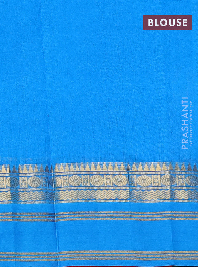 Silk cotton saree pale yellow and cs blue with allover kalamkari prints and rettapet zari woven border
