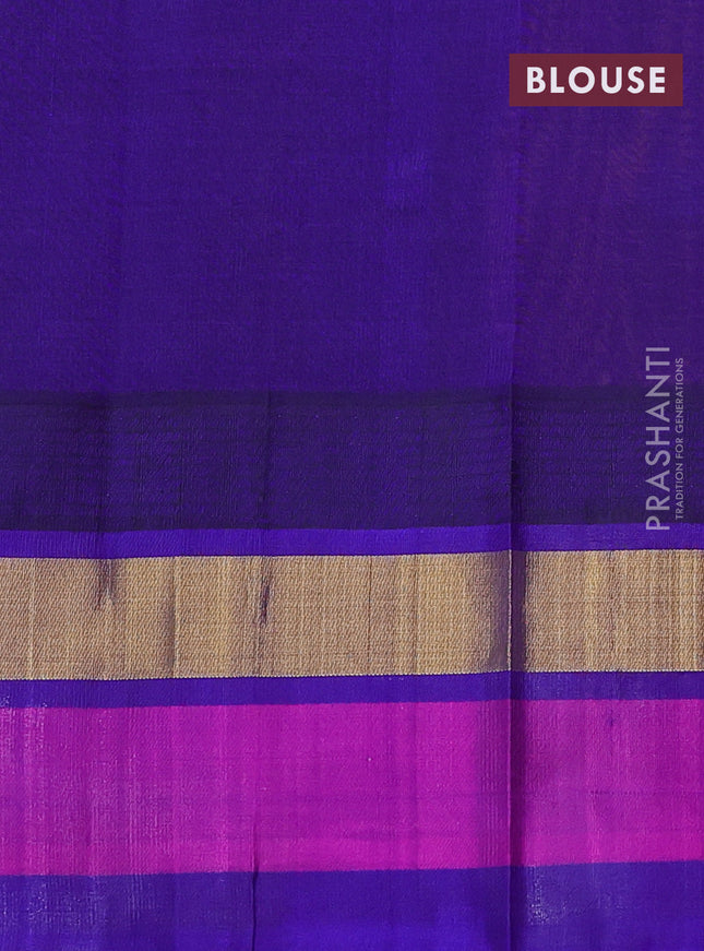 Silk cotton saree mustard yellow and blue with allover kalamkari prints and temple design zari woven simple border