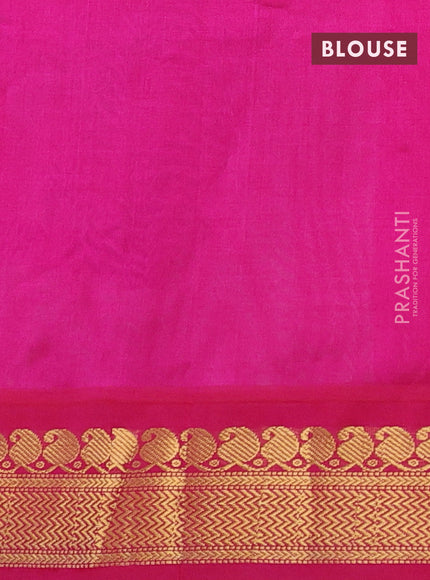 Silk cotton saree mango yellow and pink with allover kalamkari prints and zari woven korvai border