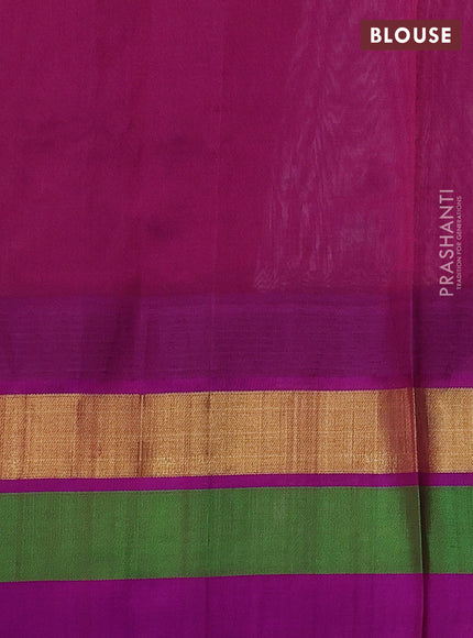 Silk cotton saree pastel pink and purple with allover kalamkari prints and temple design zari woven simple border