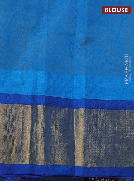 Silk cotton saree lime yellow and cs blue with allover kalamkari prints and temple design zari woven simple border