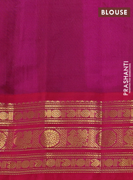 Silk cotton saree green and pink with allover kalamkari prints and zari woven korvai border