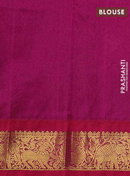 Silk cotton saree deep maroon and pink with allover kalamkari prints and zari woven korvai border