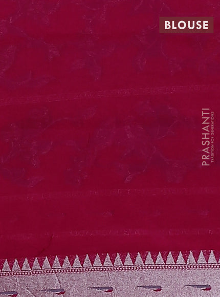 Banarasi semi raw silk saree pink with zari woven floral design paithani weaves and floral design paithani border
