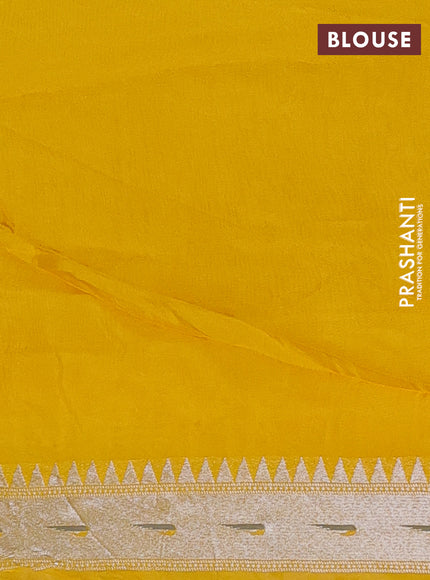 Banarasi semi raw silk saree yellow with zari woven floral design paithani weaves and floral design paithani border