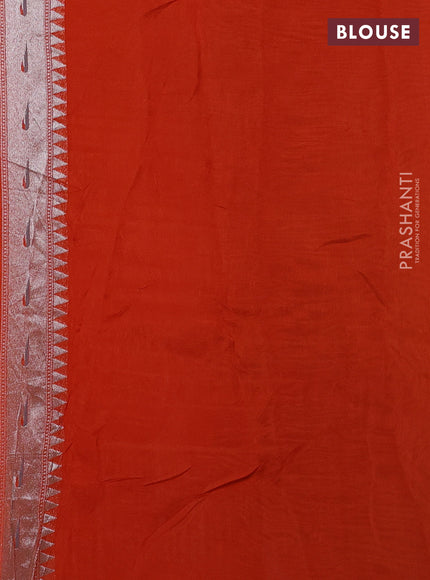 Banarasi semi raw silk saree orange with zari woven floral design paithani weaves and floral design paithani border