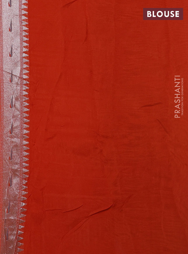 Banarasi semi raw silk saree orange with zari woven floral design paithani weaves and floral design paithani border