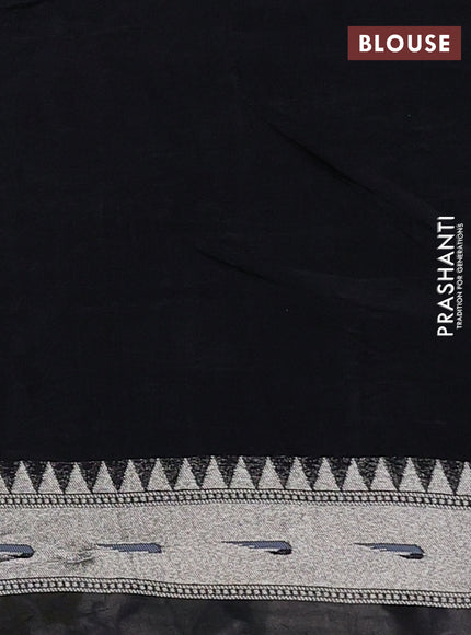 Banarasi semi raw silk saree black with zari woven floral design paithani weaves and floral design paithani border