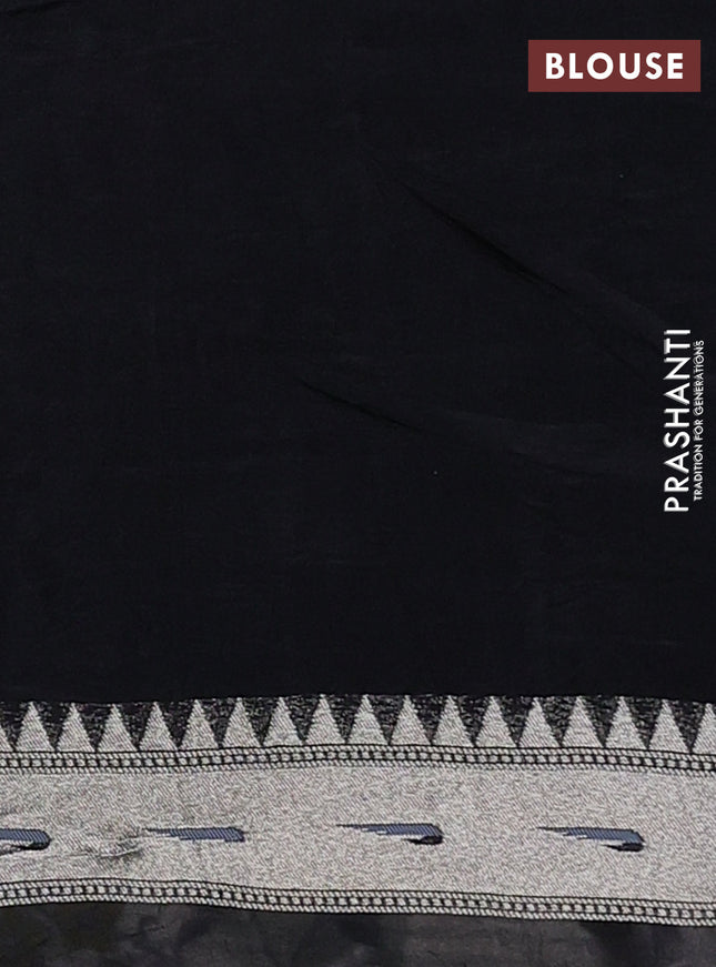 Banarasi semi raw silk saree black with zari woven floral design paithani weaves and floral design paithani border