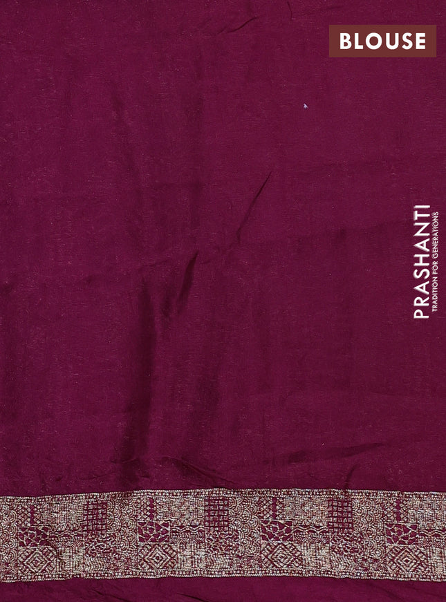 Banarasi semi raw silk saree wine shade with allover thread & zari weaves and woven border