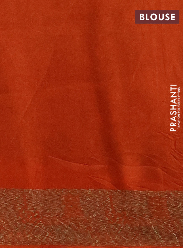 Banarasi semi raw silk saree orange with allover thread & zari weaves and woven border