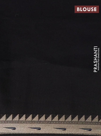 Banarasi semi raw silk saree black with allover zari woven brocade weaves and floral design paithani border