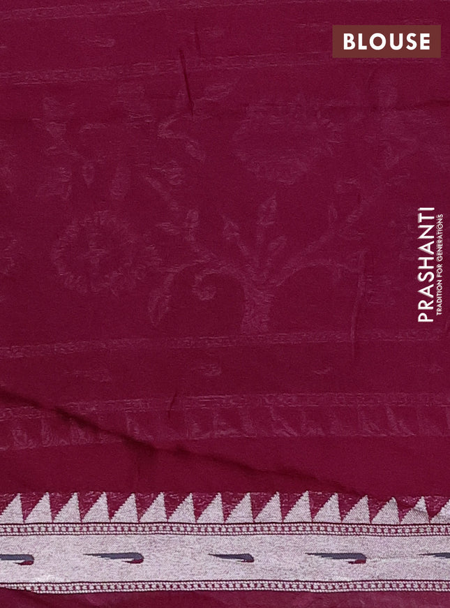 Banarasi semi raw silk saree purple with allover zari woven brocade weaves and floral design paithani border