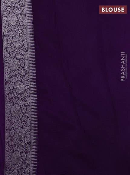 Banarasi semi raw silk saree violet with allover silver zari woven paithani weaves and woven border
