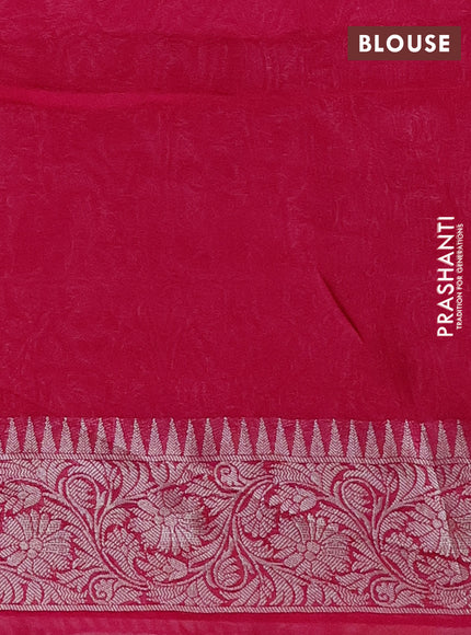 Banarasi semi raw silk saree pink with allover silver zari woven paithani weaves and woven border