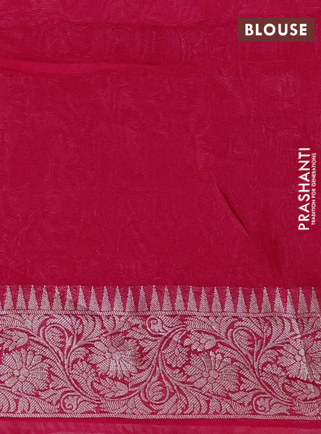 Banarasi semi raw silk saree pink with allover silver zari woven paithani weaves and woven border