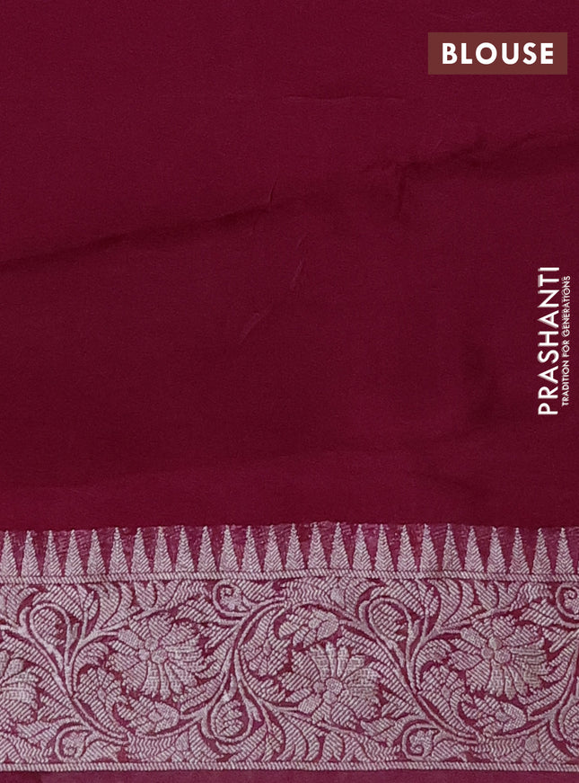 Banarasi semi raw silk saree wine shade with allover silver zari woven paithani weaves and woven border