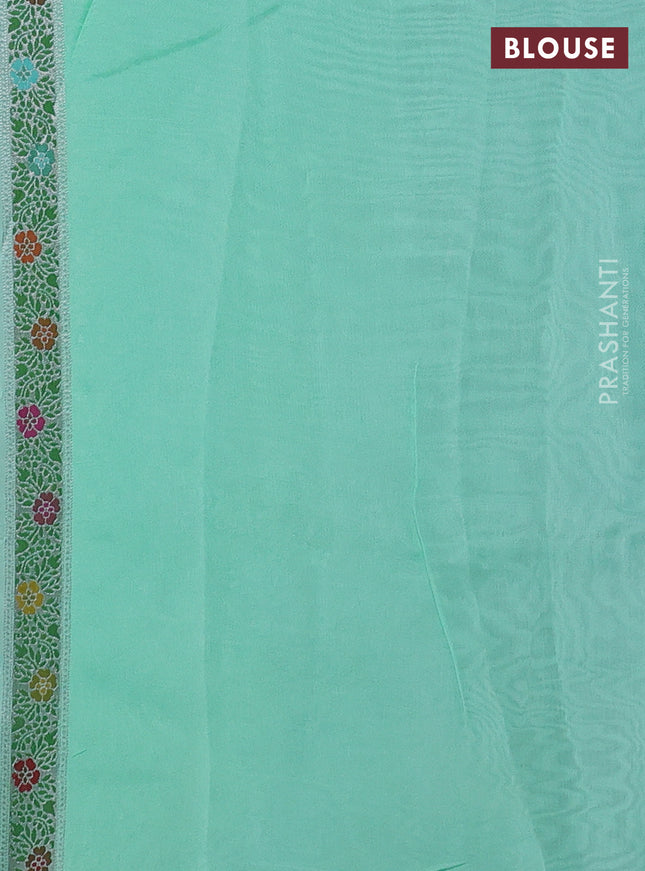 Banarasi semi raw silk saree teal green with allover silver zari woven paithani weaves and woven border
