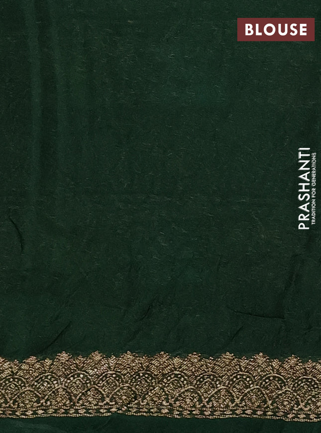 Banarasi semi raw silk saree green with thread & zari woven buttas and woven border